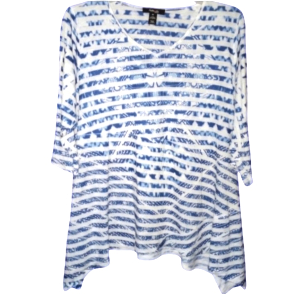 Womens Style & Co. Top Blue/White  3/4 Sleeve Size 2X